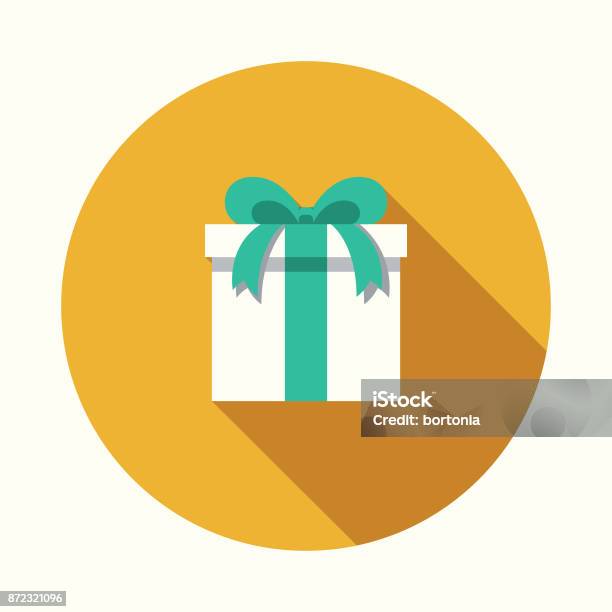 Gift Flat Design Party Icon With Side Shadow Stock Illustration - Download Image Now - Gift, Icon Symbol, Christmas Present