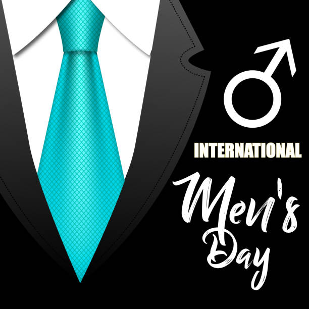 vektor-illustration mit einem anzug und krawatte für die internationalen herren tag - männertag stock-grafiken, -clipart, -cartoons und -symbole