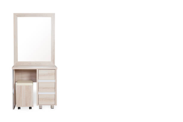 istock Wood Dressing Table with chair isolated on  white background with space for copy. 872327688