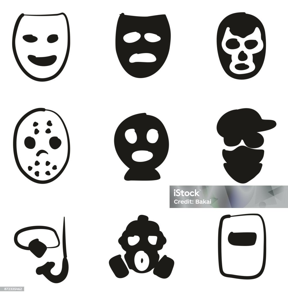 Mask Icons Freehand Fill This image is a vector illustration and can be scaled to any size without loss of resolution. Army stock vector