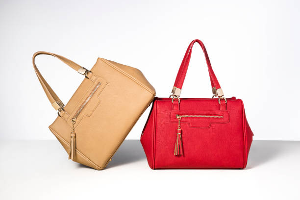 istock Leather handbags isolated on white background 872336012
