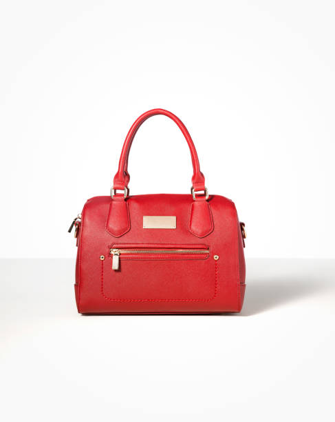 Leather red handbag isolated on white background (with clipping path)