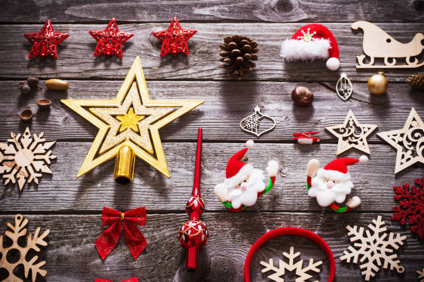 istock Christmas collection on old  wooden background 872339592