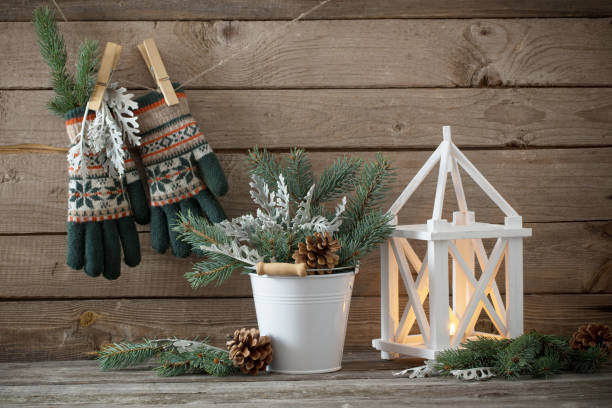 istock Christmas decorations on dark old wooden background 872342830