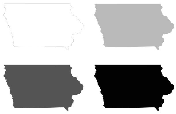 Iowa maps vector illustration of Iowa maps des moines silhouette stock illustrations