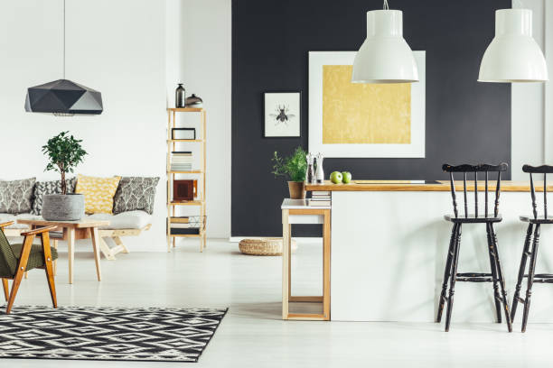 istock Spacious retro living room 872358040