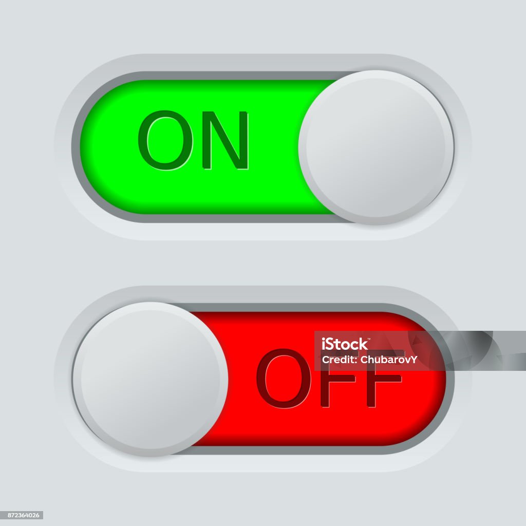 On Off Toggle Switch On And Off On Light Gray Background Stock Illustration ...