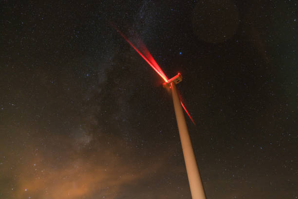 istock wind turbines generating clean power with milky way 872375114