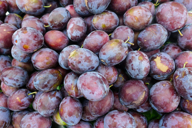istock Fresh furits on the bazaar, grapes, pears, melons, plums, apples 872381752