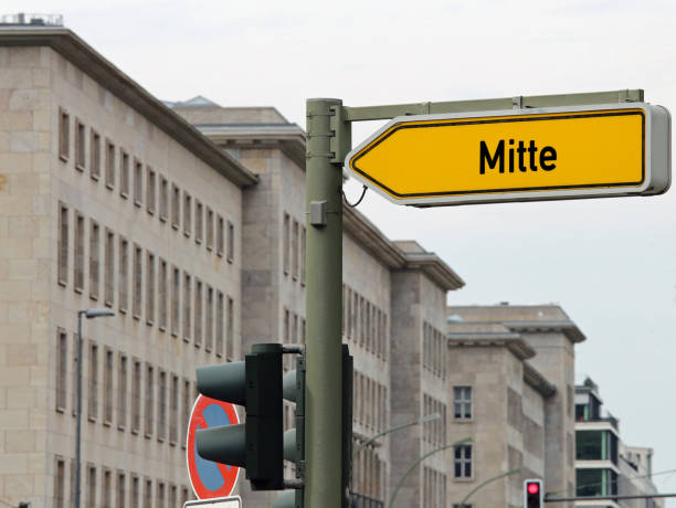istock Arrow with text MITTE the most central district of East Berlin i 872382522