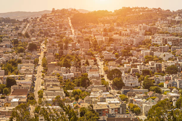 Sunset in a residential District in San Francisco, California