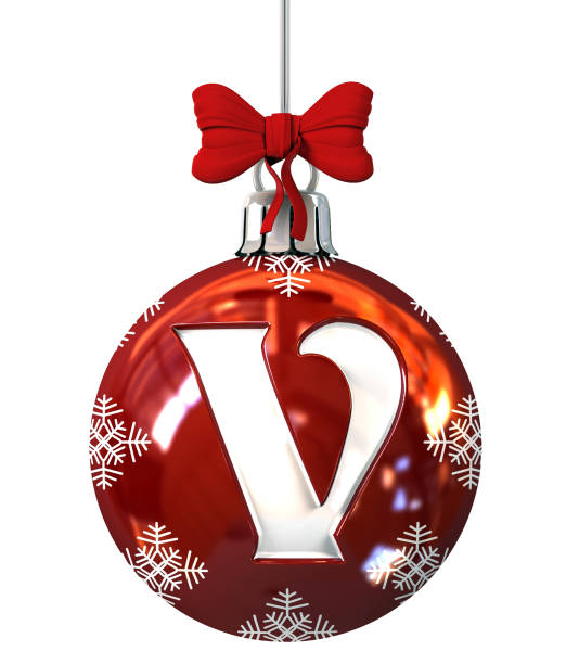 istock Letter V on Red Christmas Ball 872394212