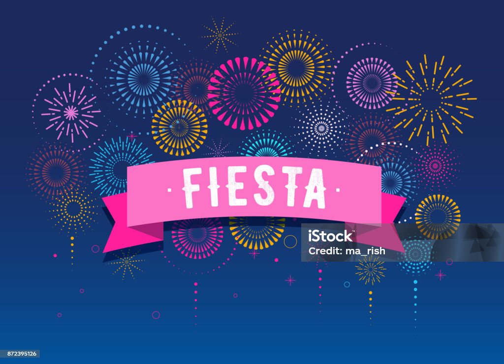 Fiesta, Fireworks and celebration background, winner, victory poster design Fiesta, Fireworks and celebration background, winner, victory poster, banner Vector stock vector