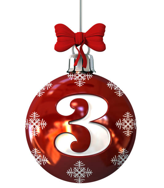 istock Number 3 on Red Christmas Ball 872395142