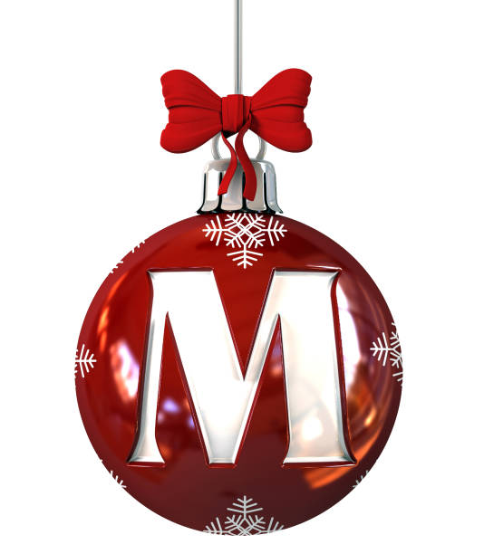Letter M on Red Christmas Ball