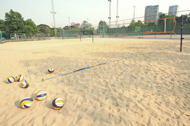 istock volleyball net on outdoor at stadium 872409064