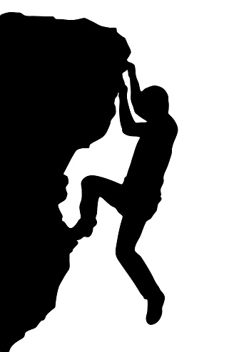 Vector silhouette rock climber, successful concept