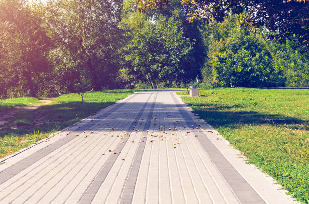 istock Sidewalk in the green park 872421304