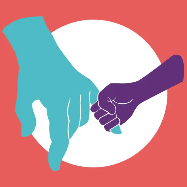 Vector illustration of Holding Father's Hand