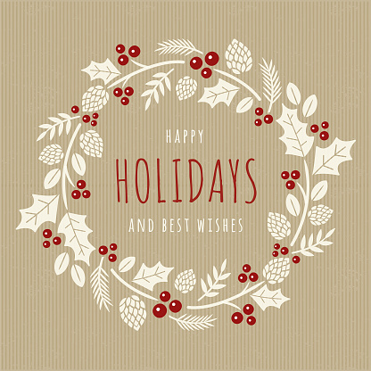 Christmas Card with wreath - Illustration