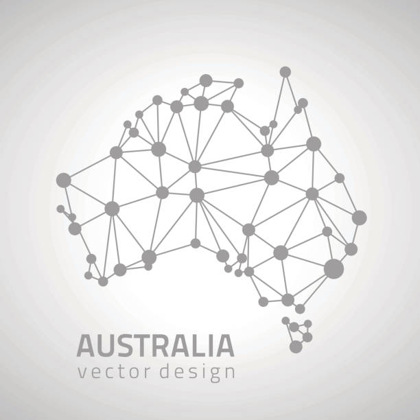 australia szara kropka zarys trójkąta mapy - australia map cartography three dimensional shape stock illustrations