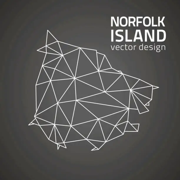 Vector illustration of Norfolk Island black triangle vector mosaic outline map