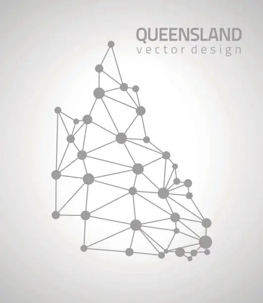 Vector illustration of Queensland grey dot vector outline map