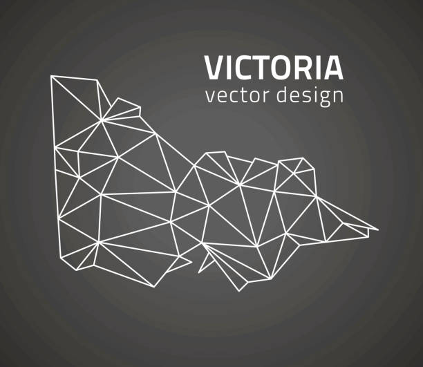 ilustrações de stock, clip art, desenhos animados e ícones de victoria black vector contour triangle map - victoria state