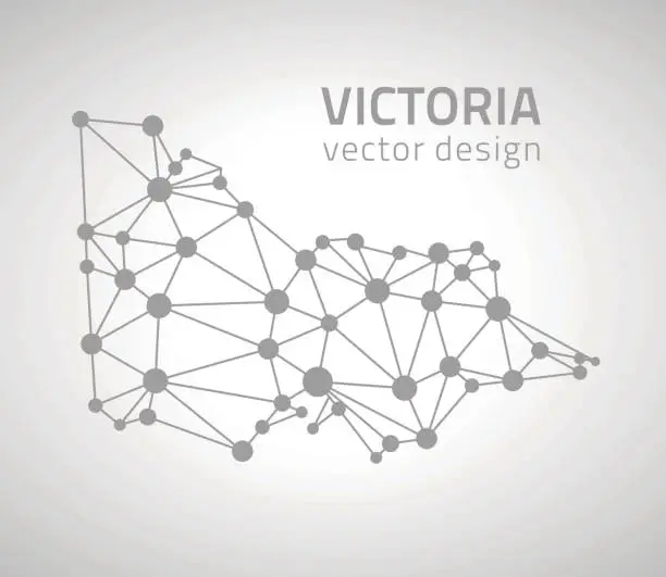 Vector illustration of Victoria vector dot grey outline triangle perspective modern map