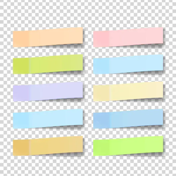 Vector illustration of Post Note Sticker Vector. Color Sticky Notes. Isolated 3D Realistic Illustration