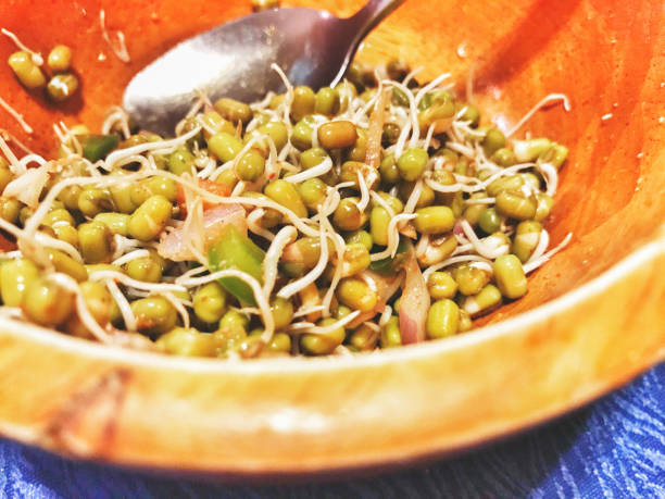 Sprouts Salad on a wooden bowl