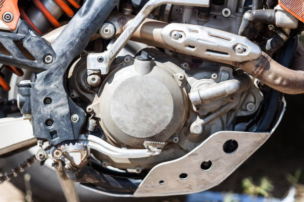 istock Close-up of muddy engine of dirt motorcycle 872456576
