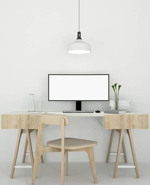 istock 3D Rendering minimal style Interior minimal work space or living room and wall decorate in hotel 872457084