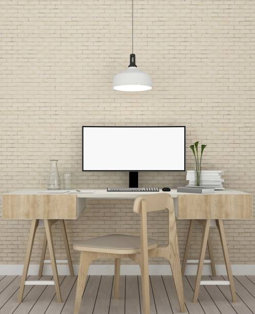 istock 3D Rendering minimal style Interior minimal work space or living room and wall decorate in hotel 872457114