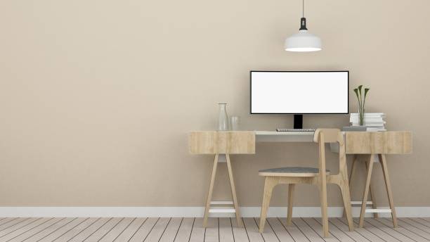 istock 3D Rendering minimal style Interior minimal work space or living room and wall decorate in hotel 872457158