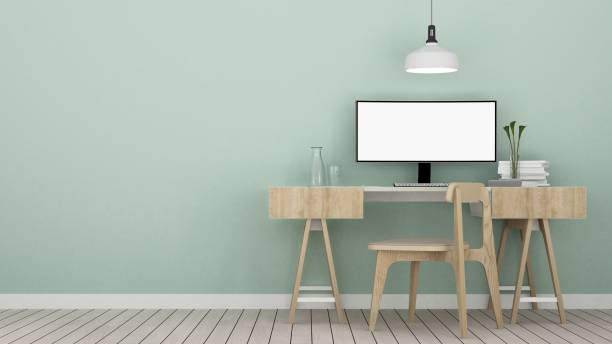 istock 3D Rendering minimal style Interior minimal work space or living room and wall decorate in hotel 872457354