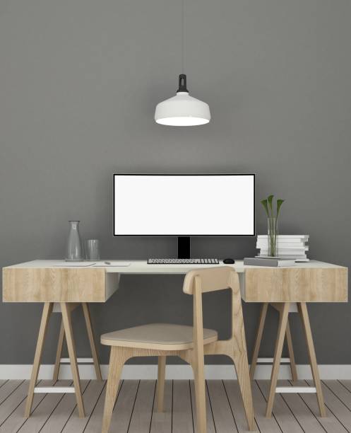 istock 3D Rendering minimal style Interior minimal work space or living room and wall decorate in hotel 872457356