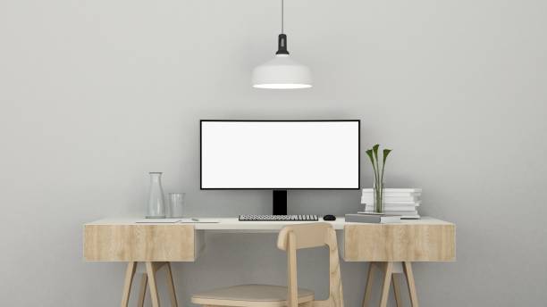 istock 3D Rendering minimal style Interior minimal work space or living room and wall decorate in hotel 872457366