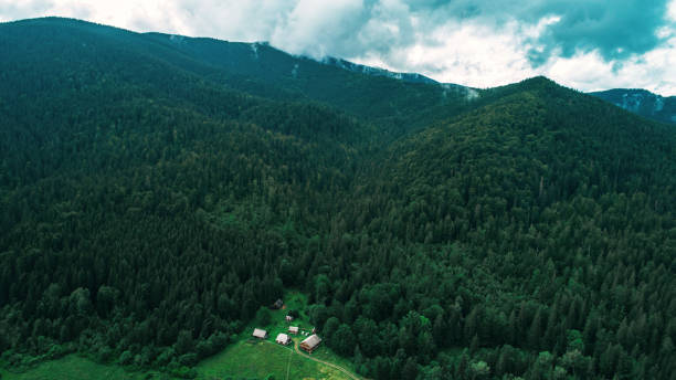 istock Carpathian mountains shot from drone at sunset 872475406