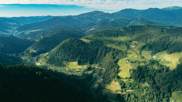 istock Carpathian mountains shot from drone at sunset 872475776