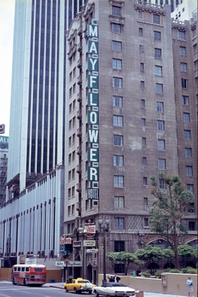 Mayflower Hotel, 535 S. Grand Avenue, Los Angeles, 1968 Los Angeles, California, USA, 1968. The Mayflower Hotel at 535 S. Grand Avenue, Los Angeles. The hotel dates back to 1927. Today the Hilton group manages the hotel. Also to be seen: traffic on Grand Avenue. hultonarchive stock pictures, royalty-free photos & images