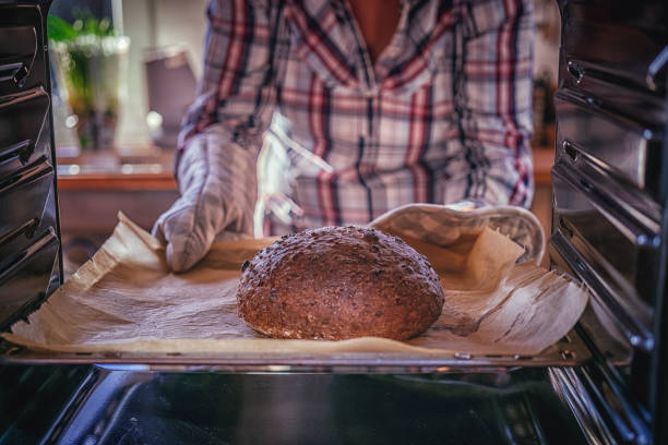 Baking Homemade Brown Bread in the Oven