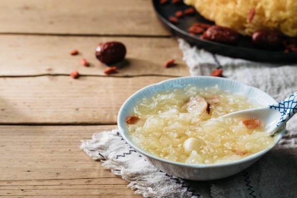 istock White fungus (Tremella fuciformis) and cooked with Goji berry 872486678