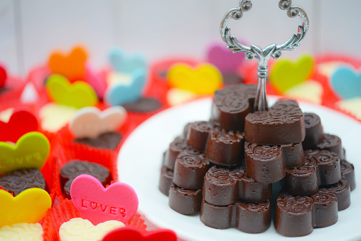 Chocolate candy with vanilla and chocolate ganache