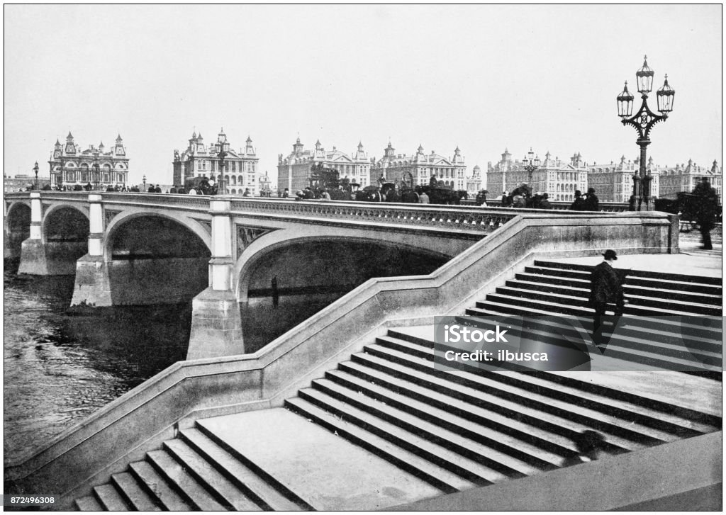 Antike Fotos von London: Westminster Bridge - Lizenzfrei Fotografie Stock-Illustration