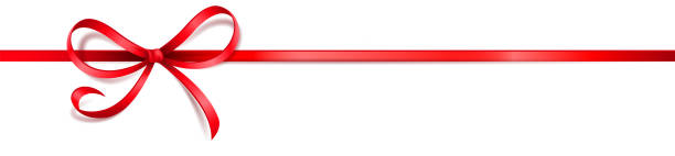 czerwona satynowa wstążka i ilustracja wektorowa z kokardką - red ribbon stock illustrations