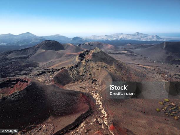 Aerial Volcanic Landscape Timanfaya National Park Lanzarote Canary Islands Stock Photo - Download Image Now