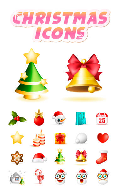 Christmas Time ! Set Of Elements on White Background Isolated Vector Illustration snowman in spanish stock illustrations