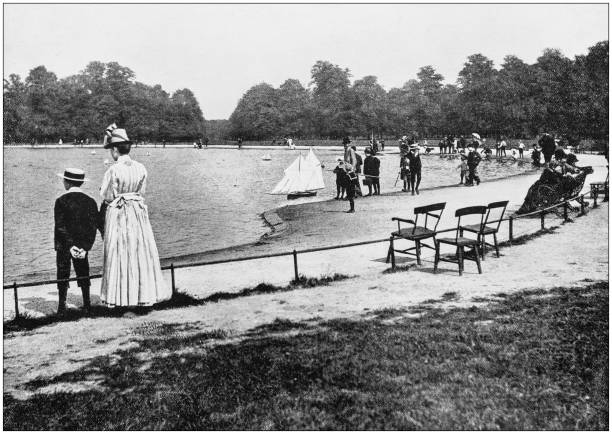 Antique photograph of London: Kensington Gardens Antique photograph of London: Kensington Gardens kensington and chelsea photos stock illustrations