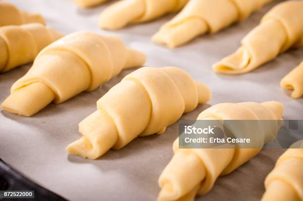 Prepared Croissants Stock Photo - Download Image Now - Croissant, Baking, Dough